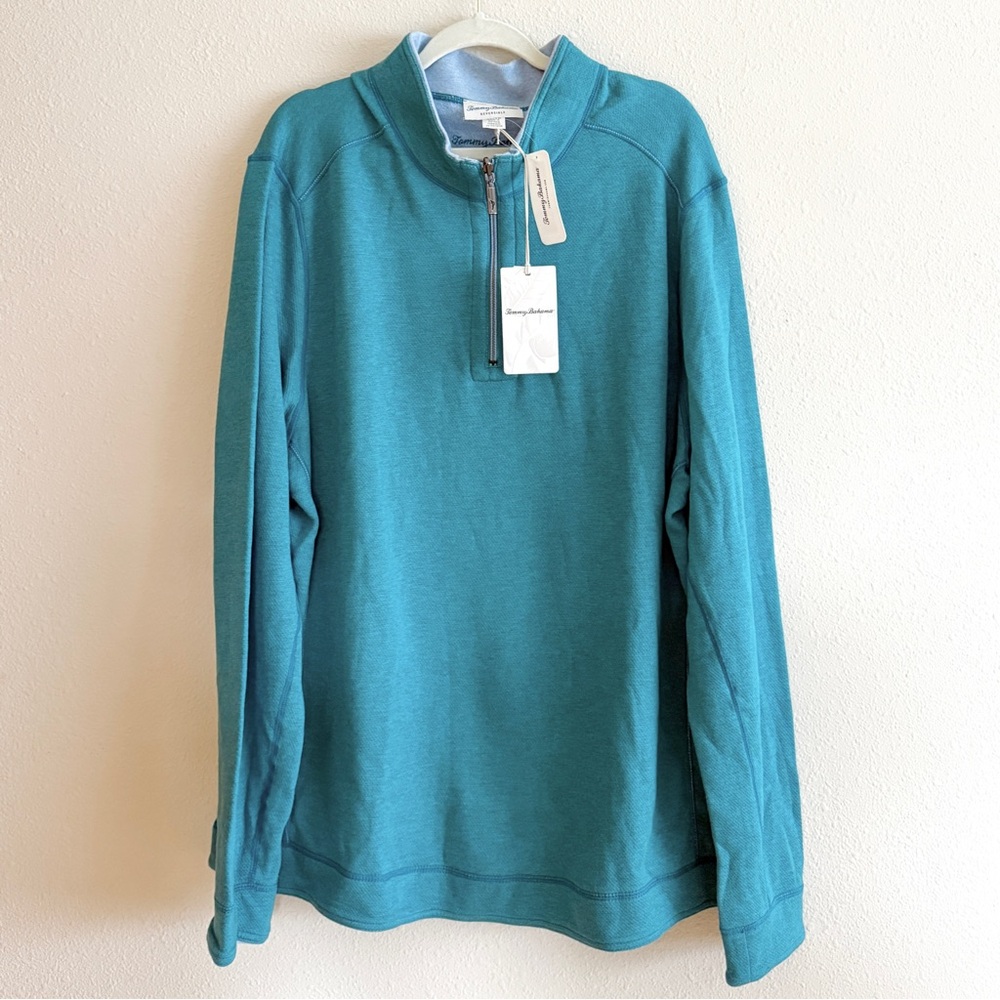 Tommy Bahama Men’s Flipshore Half Zip - Teal Heather